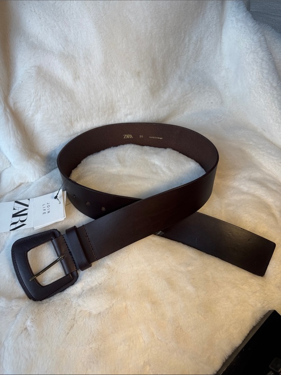 Zara Accessories - Zara Brown Leather Women’s Belt with Dark Metal Buckle Size 34